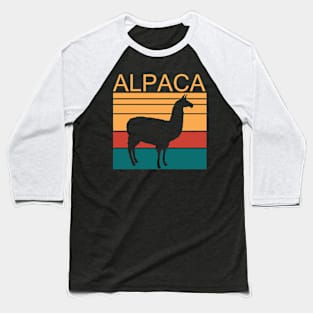 Retro Colourful Alpaca Baseball T-Shirt